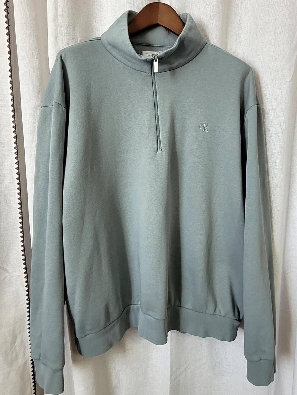 Calvin Klein Men's 1/4 Zip Pullover Sweatshirt - Sage Green - Size XXL /